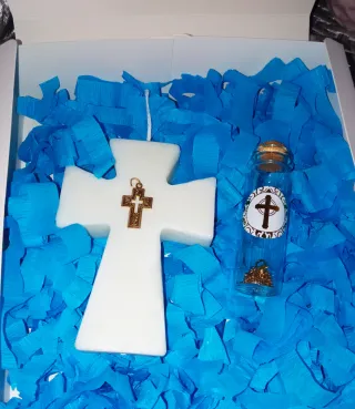 Vela Cruz Eucalipto con Cadena y cruz de acero