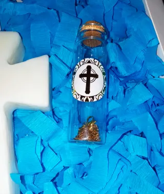 Vela Cruz Eucalipto con Cadena y cruz de acero