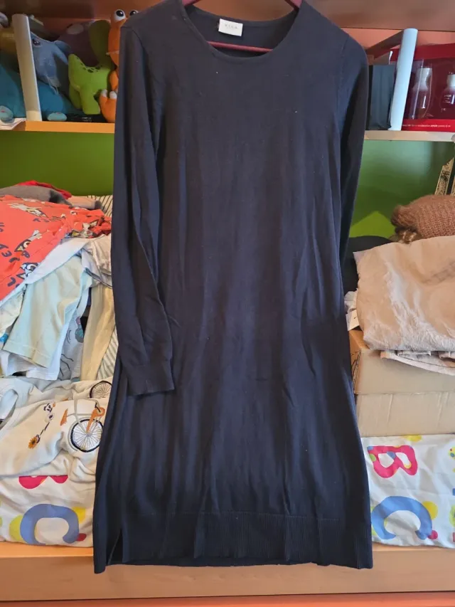 Vestido punto VILA negro talla S