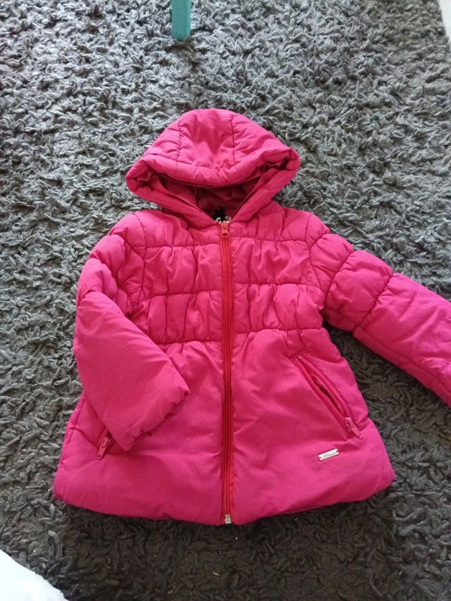 Chaqueta niña rosa con capucha talla 80 cm