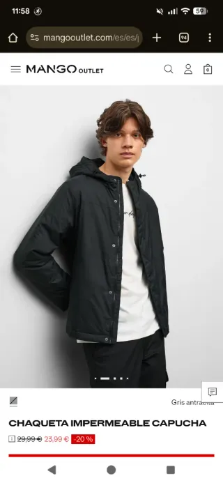 Nuevo Chaqueta Mango con capucha impermeable Talla