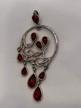 Colgante ámbar moderno plata