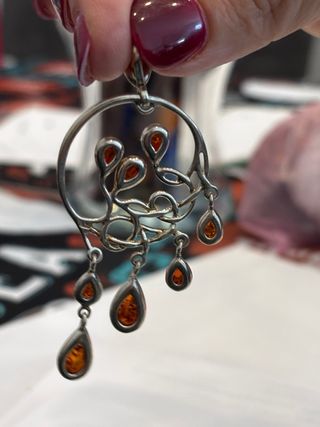 Colgante ámbar moderno plata