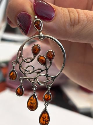 Colgante ámbar moderno plata