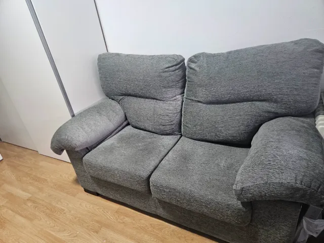 Sofá de tela gris 2 plazas