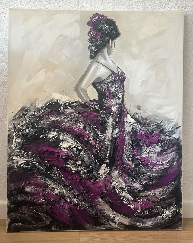 Cuadro Flamenca Morado y Negro