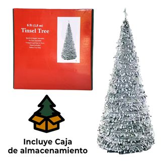 Árbol Navidad 150cm Nevado Bolas Plateadas