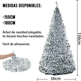 Árbol Navidad 150cm Nevado Bolas Plateadas