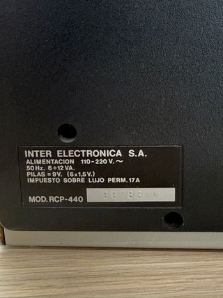 Radio Inter RCP-440 Cassette y Radio AM/FM