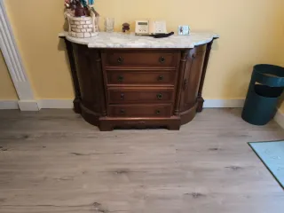 Mueble de entrada madera y mármol
