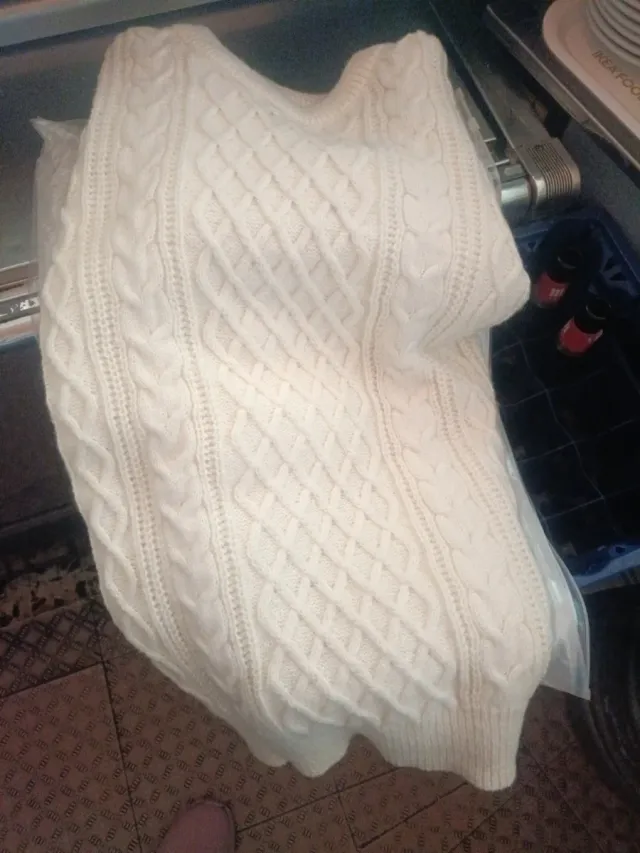 Jersey de punto trenzado blanco