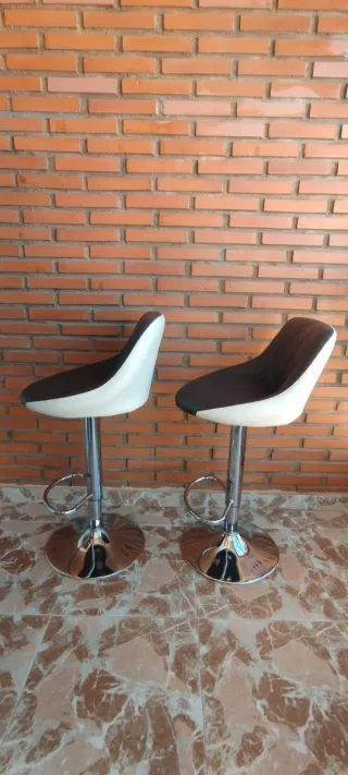 Lote 2 Taburetes Altos Cocina Negro/Blanco