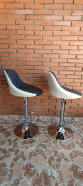 Lote 2 Taburetes Altos Cocina Negro/Blanco