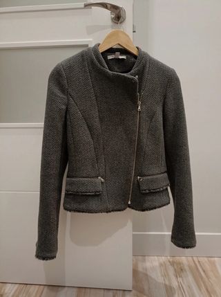 Chaqueta tweed Zara gris Talla S