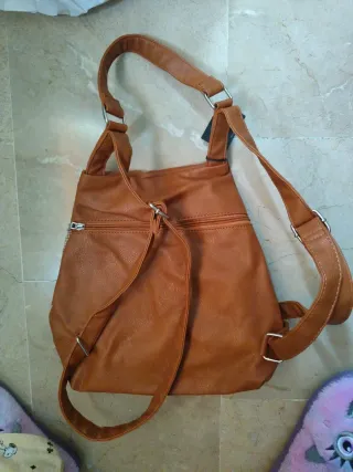Bolso mochila Misako beige y marrón