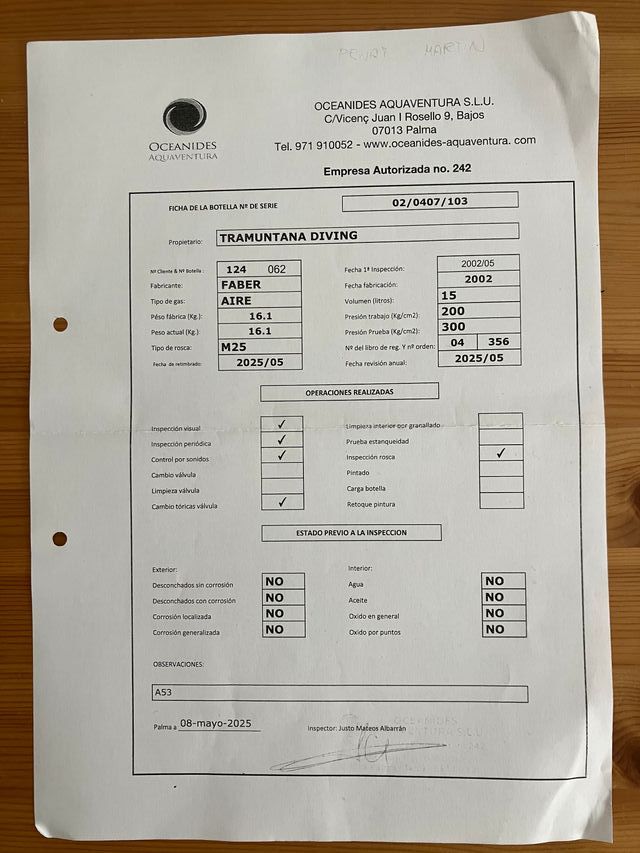 Tanque de buceo Scubapro 15l nuevo