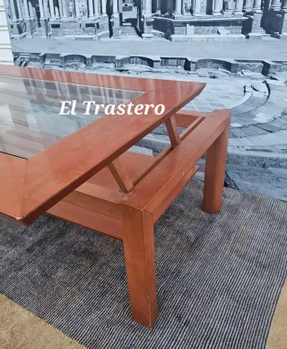 MESA CENTRO ELEVABLE COLOR CEREZO