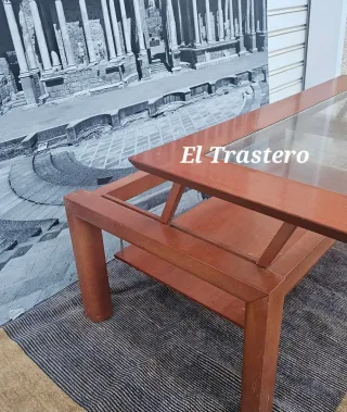 MESA CENTRO ELEVABLE COLOR CEREZO