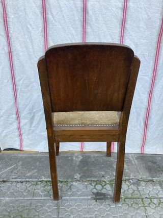 Silla antigua Art Decó madera y tela