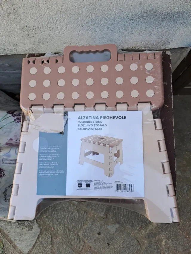 Sgabello pieghevole beige/rosa