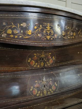 Cómoda Antigua Marquetería Latón Calidad