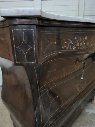 Cómoda Antigua Marquetería Latón Calidad