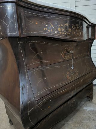 Cómoda Antigua Marquetería Latón Calidad