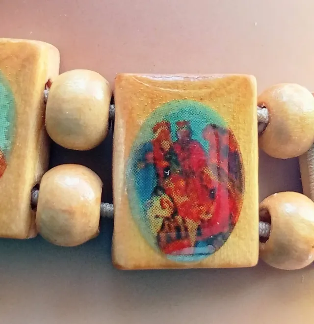Pulsera Religiosa Madera Jesús y María Católica