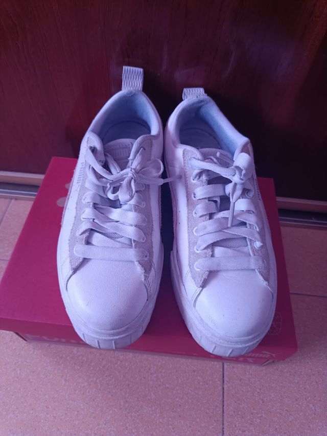 Puma con cuña blancas/rosa/morada