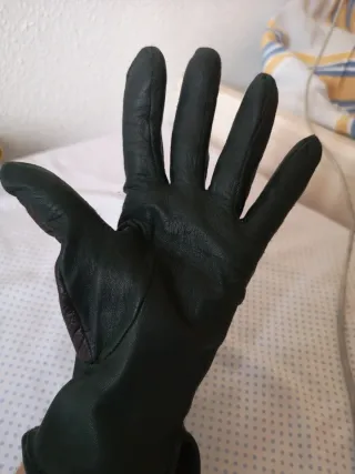 Guantes de piel marrón y verde Talla S