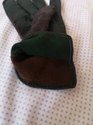 Guantes de piel marrón y verde Talla S