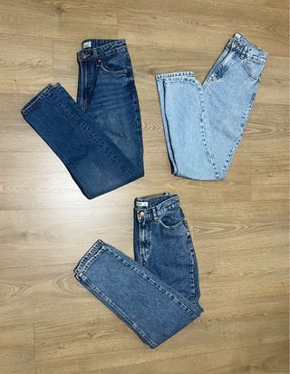 Lote 3 pantalones vaqueros mom talla 34