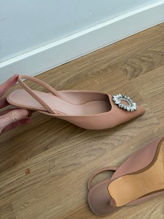 ZARA Zapatos de fiesta rosa y plateado