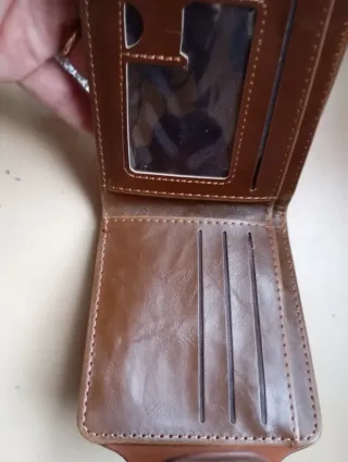 Cartera de cuero hombre marrón