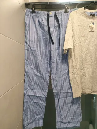 Pijama hombre talla 3XL rayas azul y gris