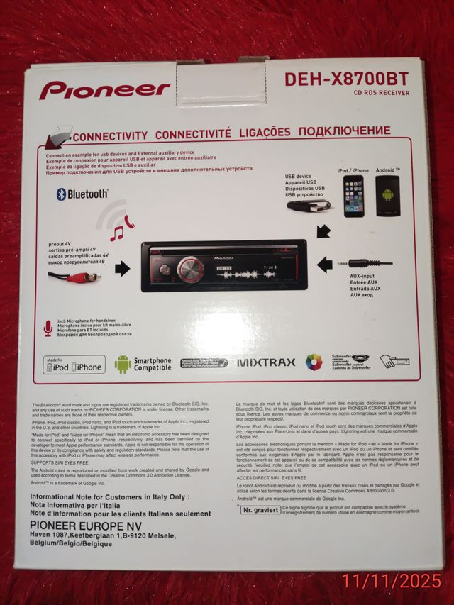 Pioneer DEH-X8700BT Nuovo Sigillato