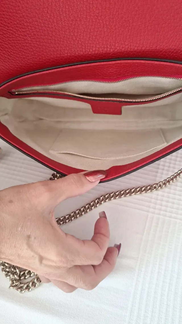 Bolso Gucci Rojo Piel Grabada