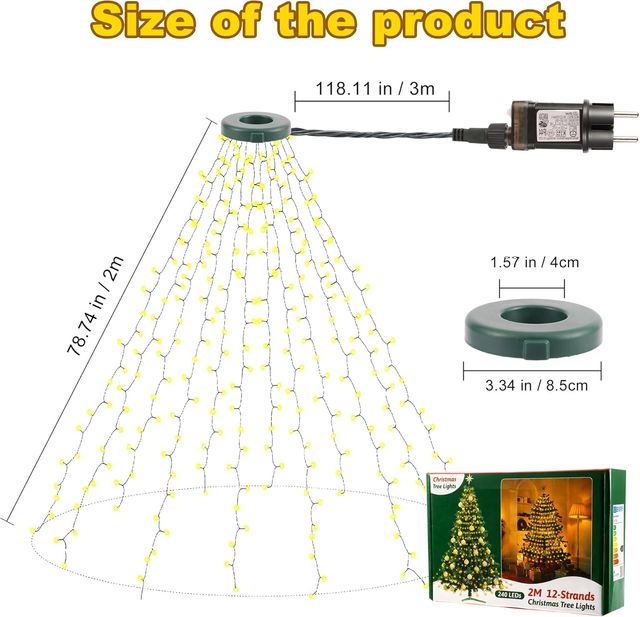 NUEVO - Luces Árbol Navidad 240LEDs 2m