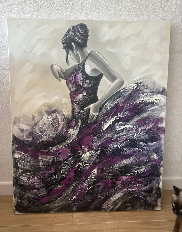 Cuadro bailarina morado y gris