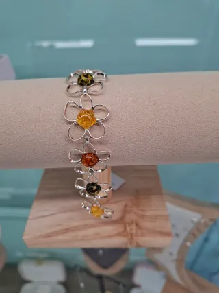 Pulsera Plata 925 con Ámbar Flor