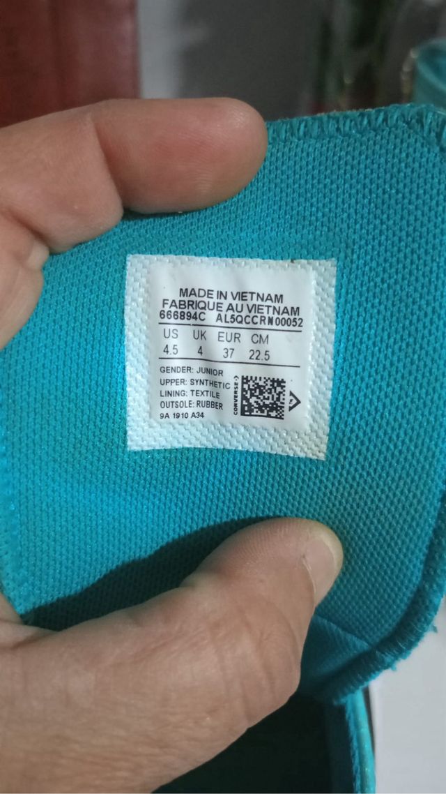 Converse Taglia 37 Turchese Brillante