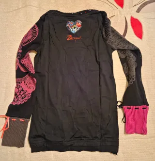 Jersey Desigual Corazones Negro Rosa