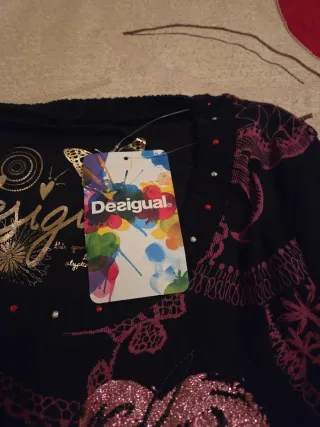 Jersey Desigual Corazones Negro Rosa
