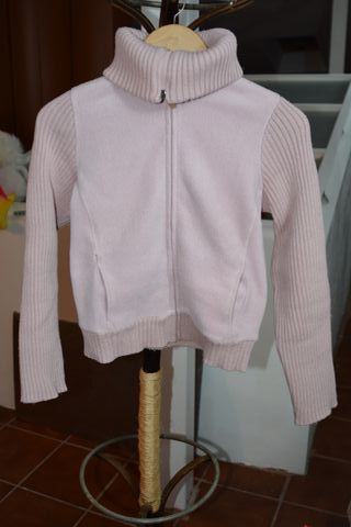 Chaqueta rosa mujer cuello alto cremallera