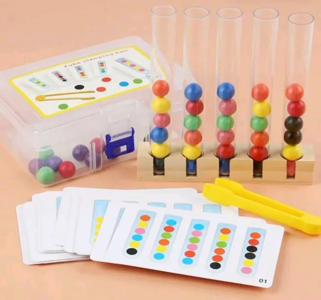 Juego Montessori Tubos y Bolas Colores
