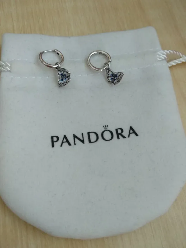 Pendientes Pandora Mariposa Azul Plata