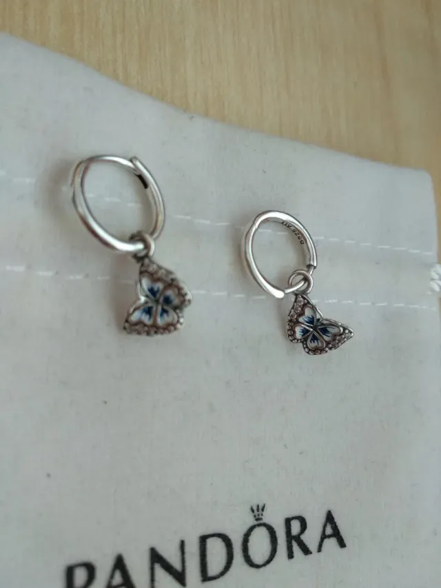 Pendientes Pandora Mariposa Azul Plata
