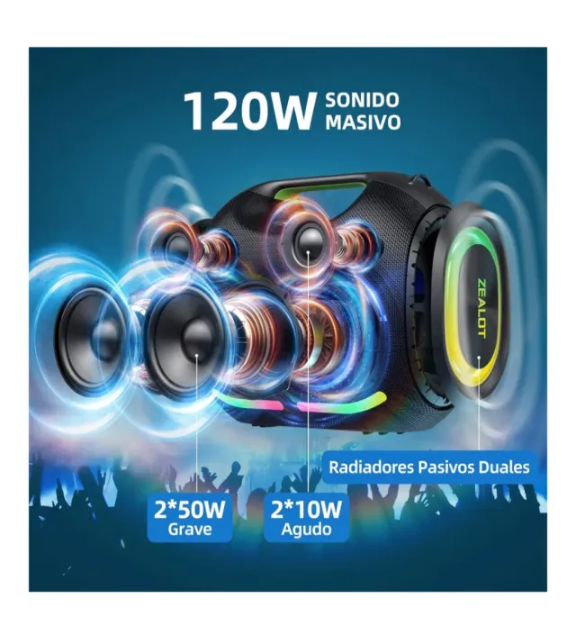 Altavoz Zealot Bluetooth Negro Multicolor