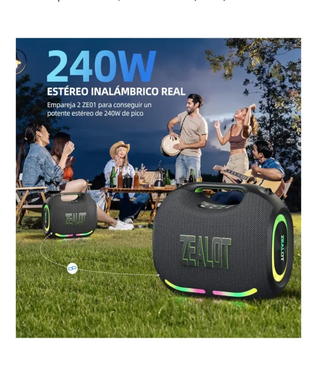 Altavoz Zealot Bluetooth Negro Multicolor