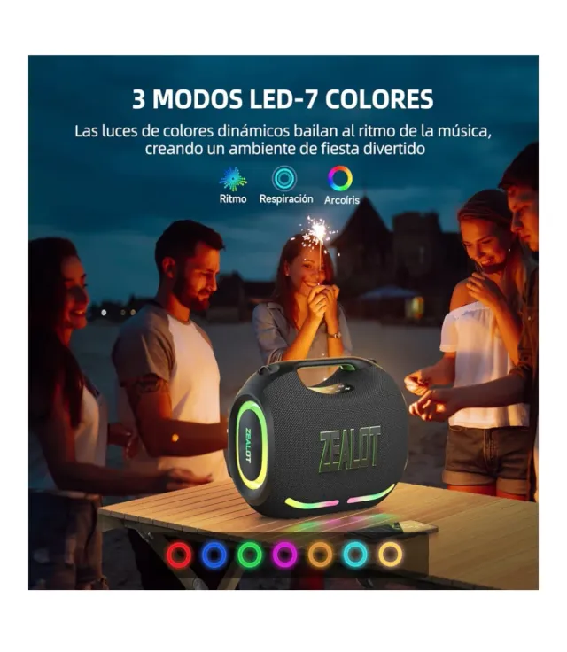 Altavoz Zealot Bluetooth Negro Multicolor